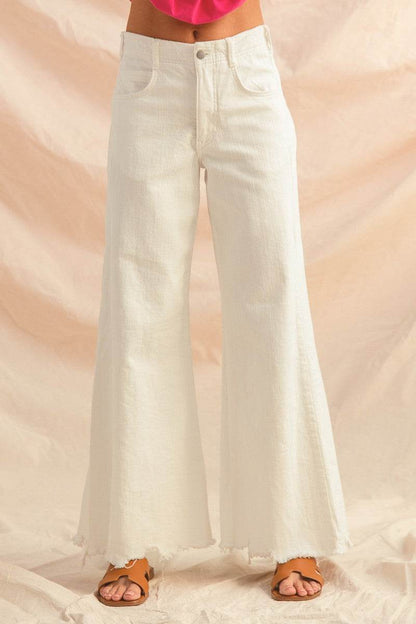 Wide Flare Bottom Denim Pants