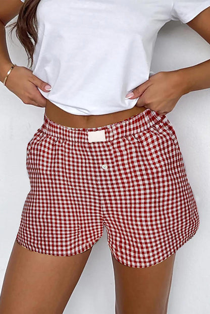 Gingham Printed High Waist Shorts