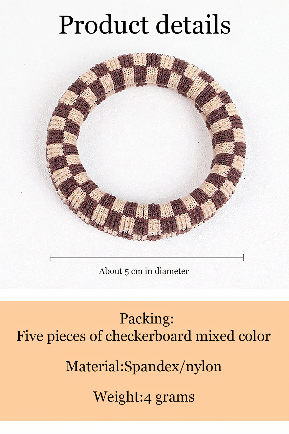Checkered Print Hair Tie Set | 5pcs