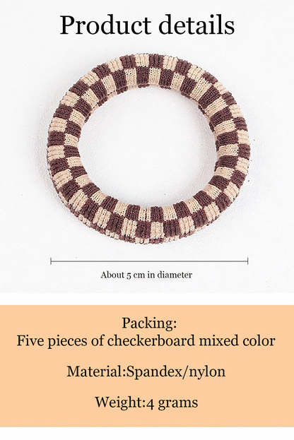 Checkered Print Hair Tie Set | 5pcs