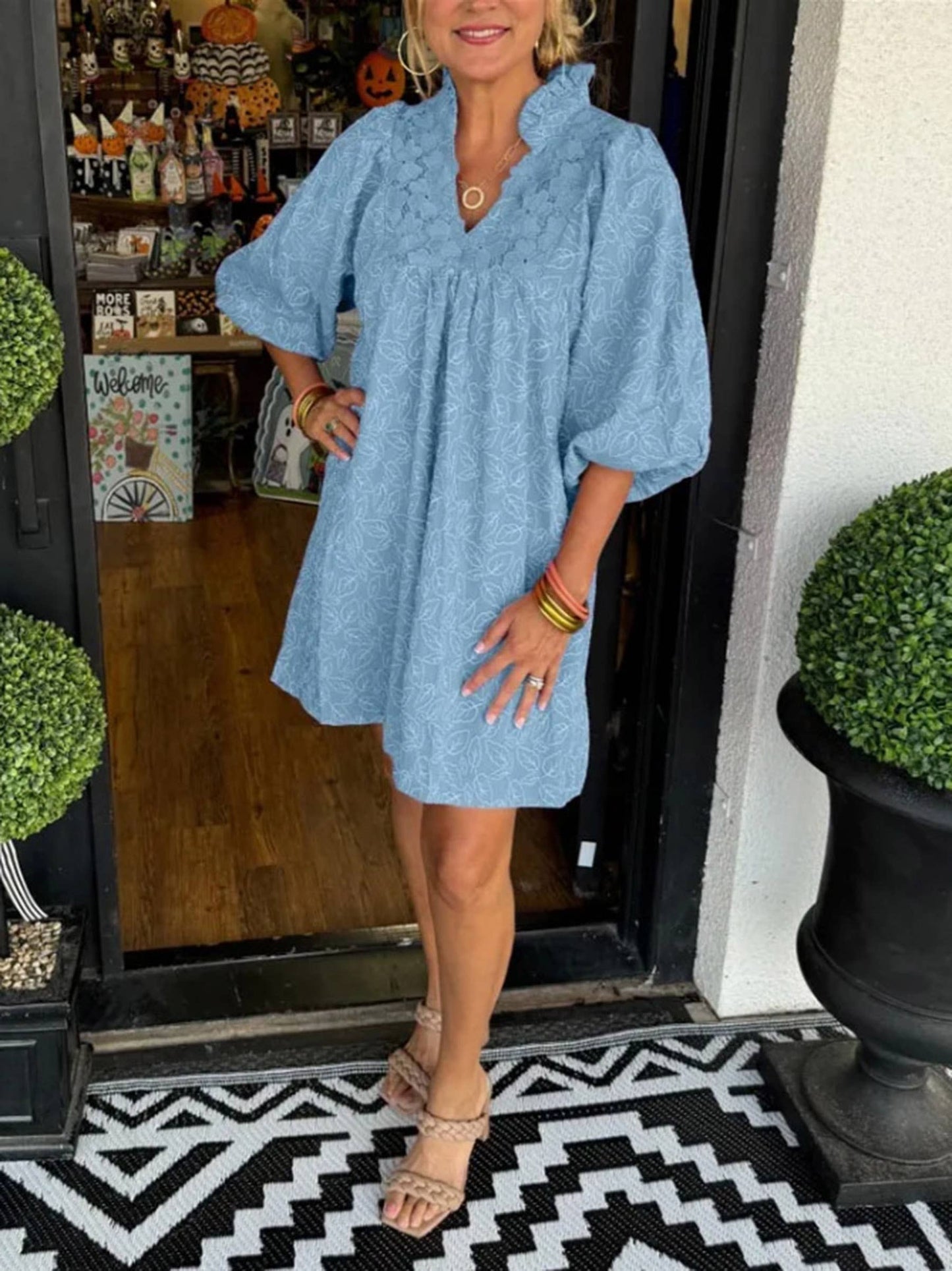 V-neck Lace Patchwork Dress