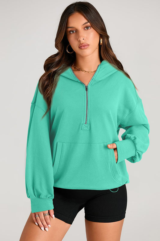 Kangaroo Pocket Half Zipper Oversized Hoodie