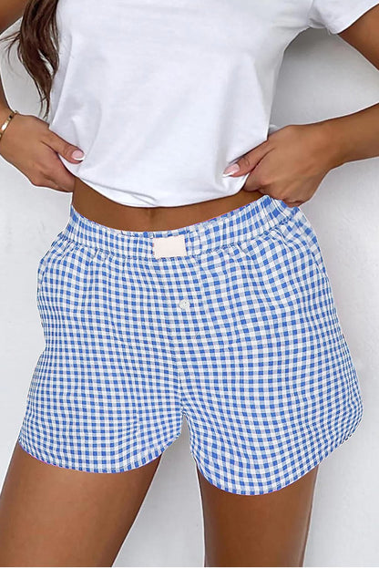 Gingham Printed High Waist Shorts