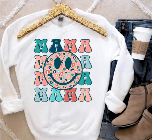 Mama Smiley Face Shirt with playful design, soft and comfortable for everyday wear.