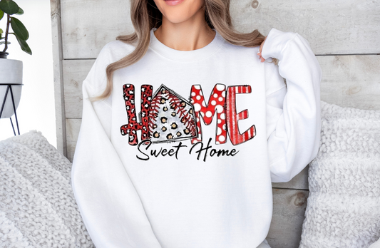 Home Sweet Home baseball design sweatshirt or T-shirt.