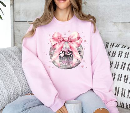Disco Ball With Pink Bow