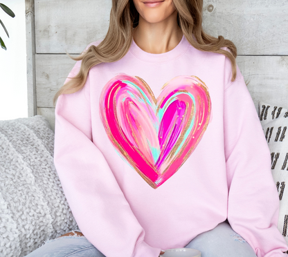 Pink heart design shirt, perfect for Valentine's Day, made from high-quality material.