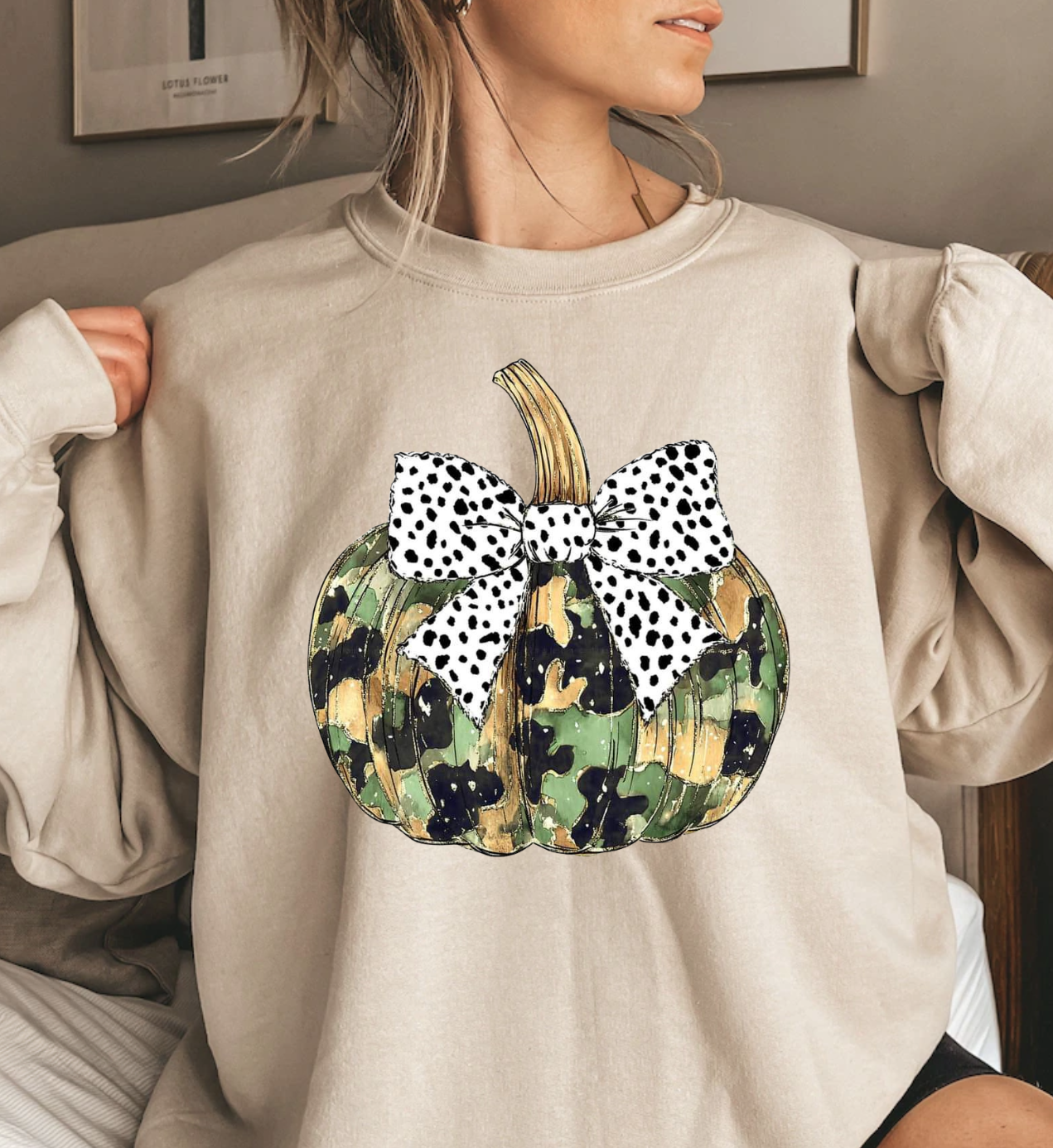 Camo Pumpkin shirt with stylish design, perfect for fall festivities.