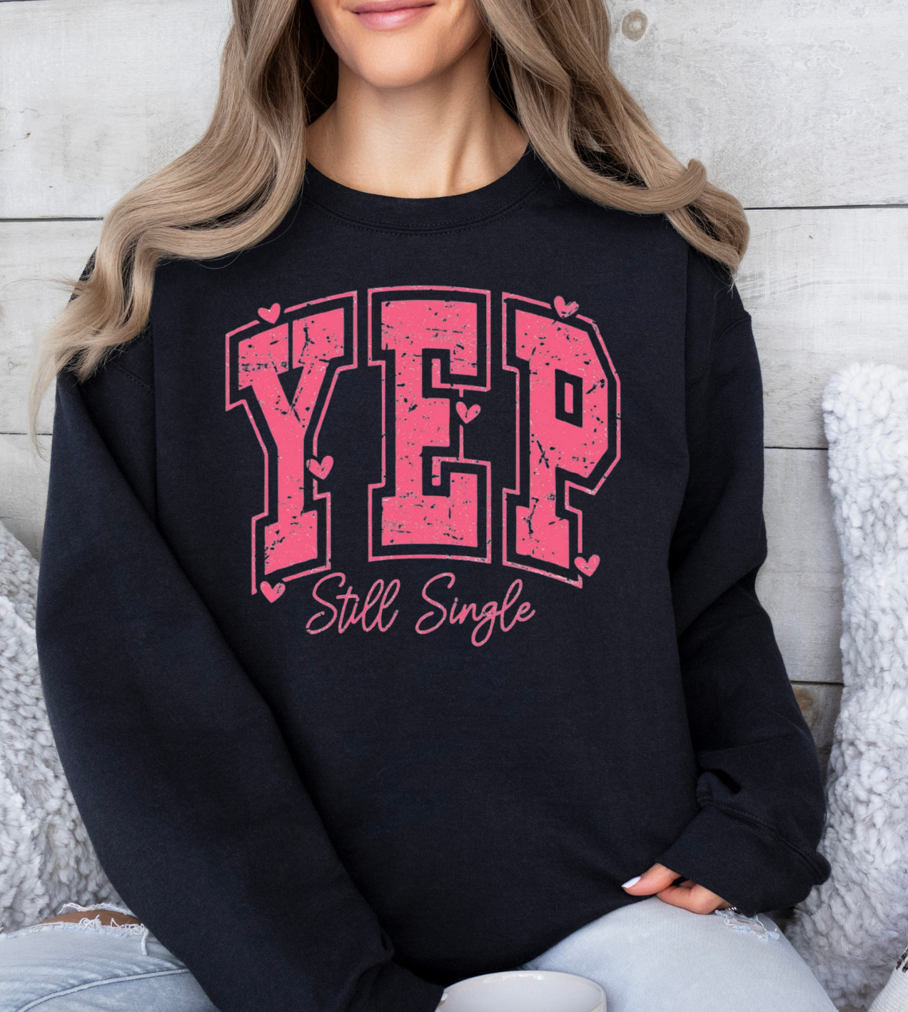 "Yep I'm Still Single" shirt with bold pink text, casual wear for any occasion.