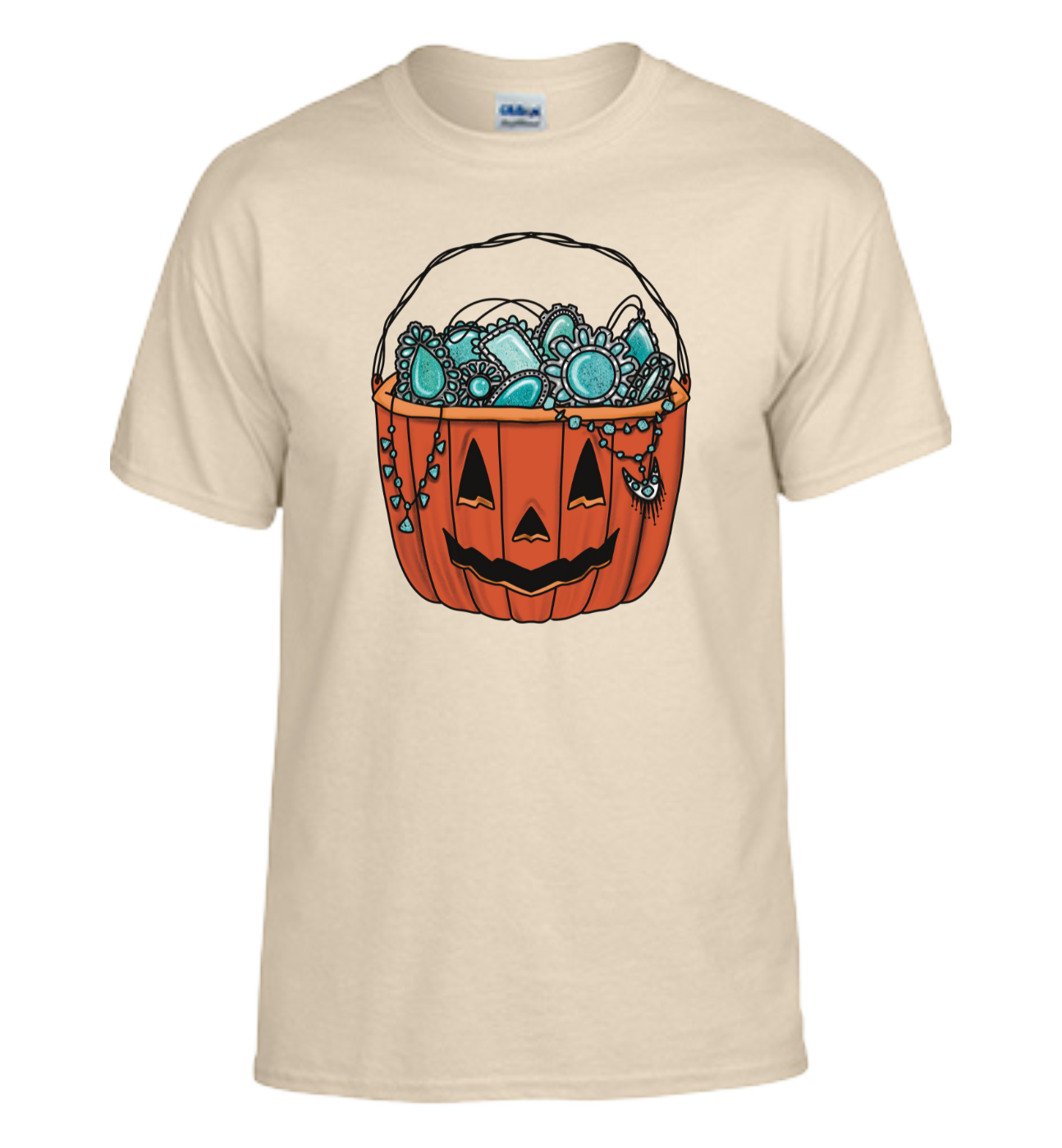 Jack-O-Lantern With Turquoise Jewelry