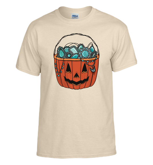 Jack-O-Lantern With Turquoise Jewelry
