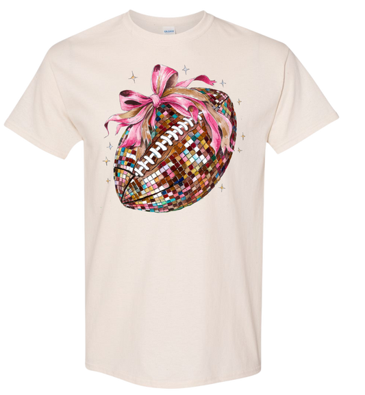 Football Disco Ball With Pink Bow