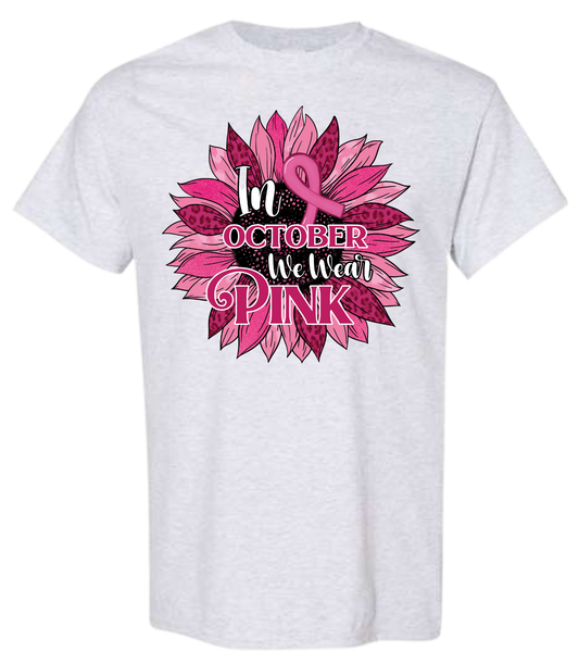 Pink Sunflower Breast Cancer Awareness T-shirt for October