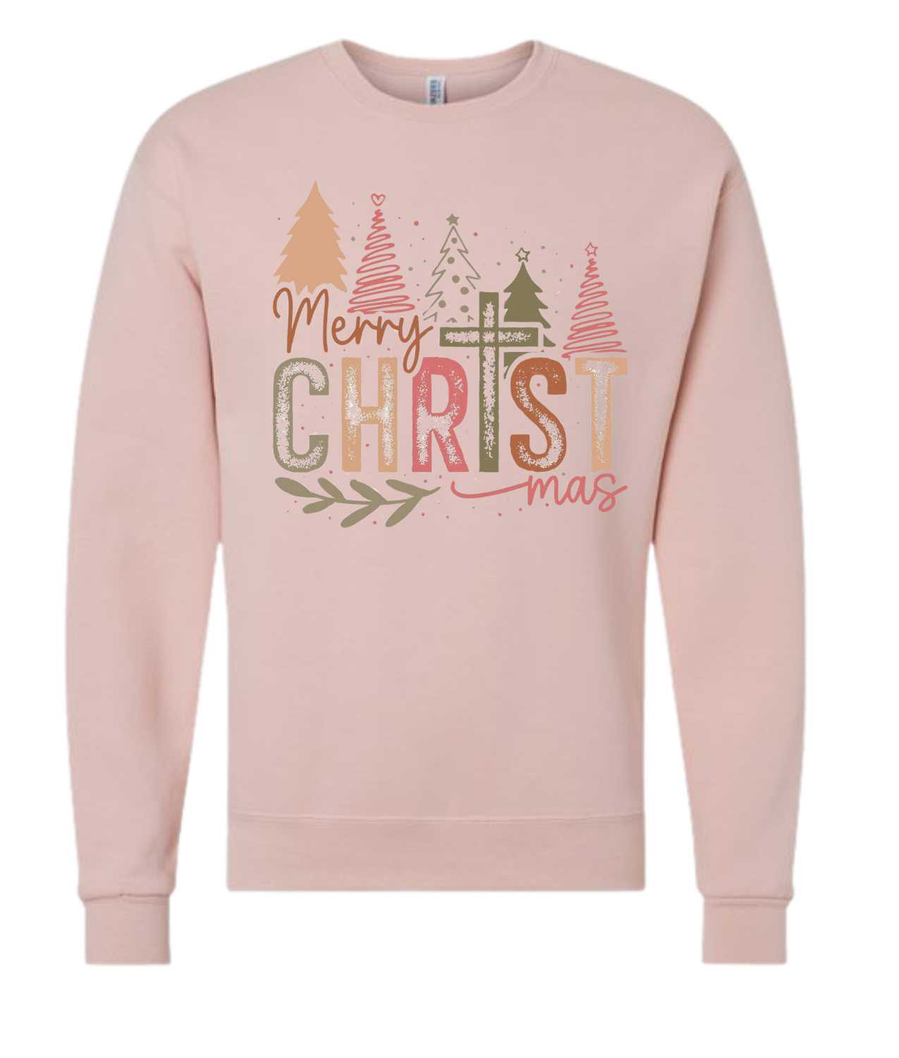 Merry Christmas festive shirt with holiday tree design.