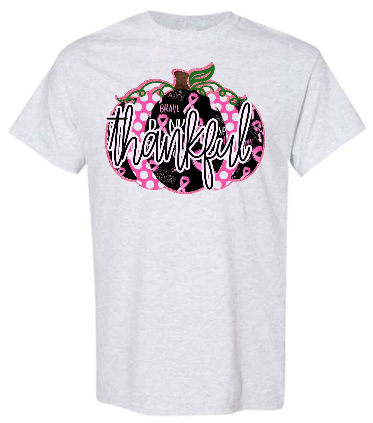Thankful Pumpkin shirt for breast cancer awareness with playful design.