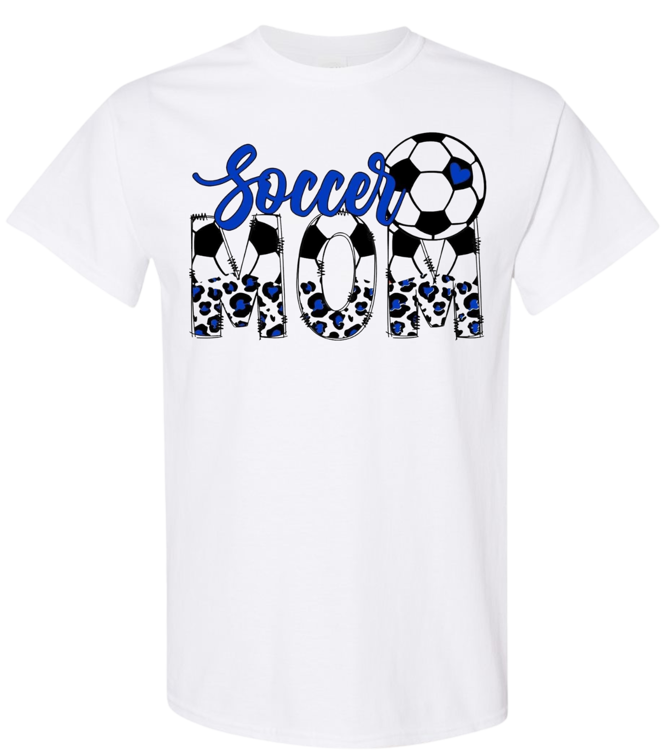 Soccer Mom T-shirt, Gildan brand, white with soccer-themed design.