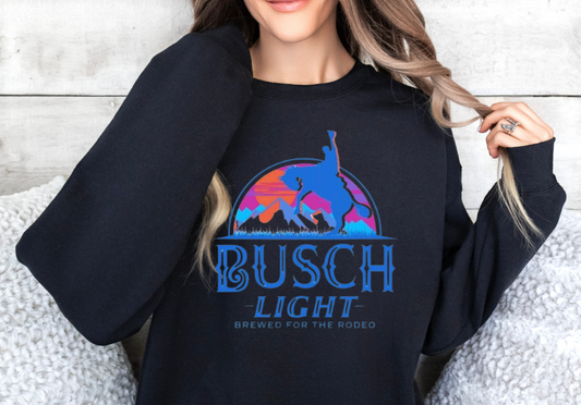 Busch sweatshirt with mountain and rodeo design, Gildan brand.