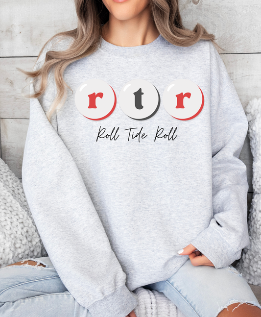 Roll Tide Roll t-shirt with playful design and team pride message.