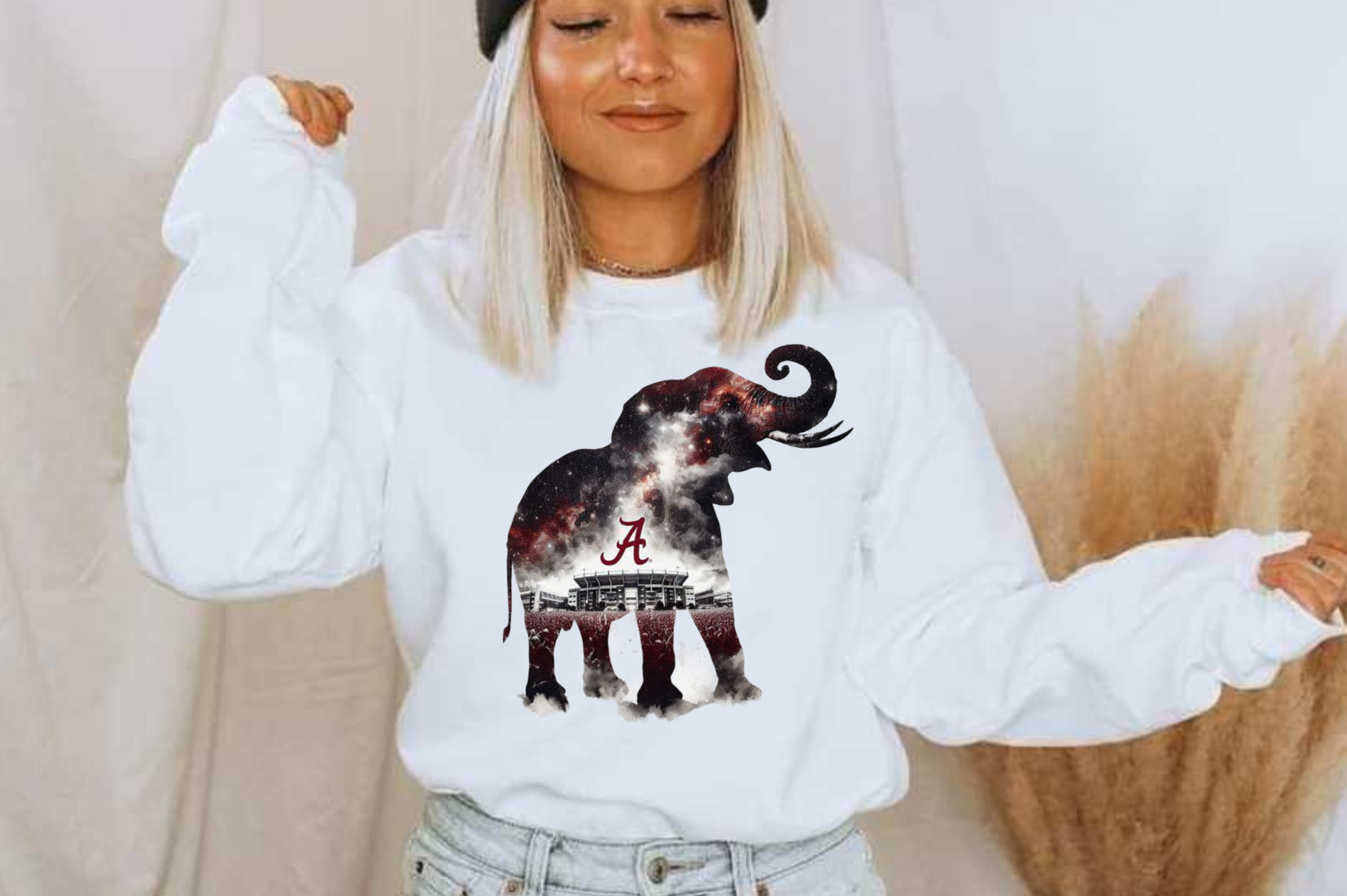 Alabama Elephant with Bryant-Denny Stadium t-shirt featuring a unique Crimson Tide design.