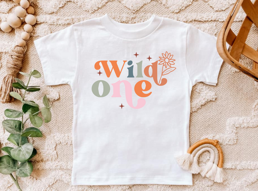 Infant and toddler shirt with "Wild One" design.