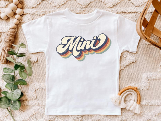 Mini-Retro infant and toddler shirt with colorful vintage design.