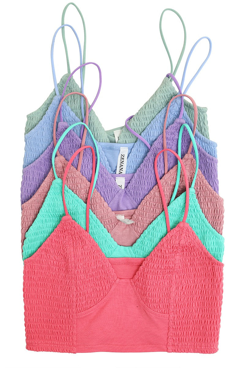 Bralette in assorted colors, ideal for summer style and comfort.