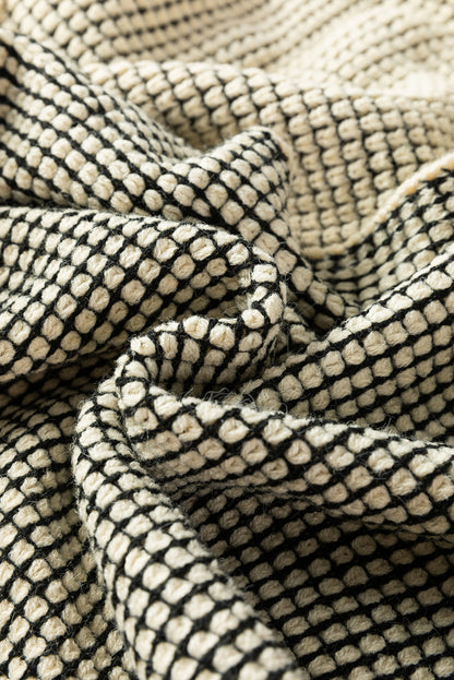 Plaid Contrast Trim Open Front Cardigan