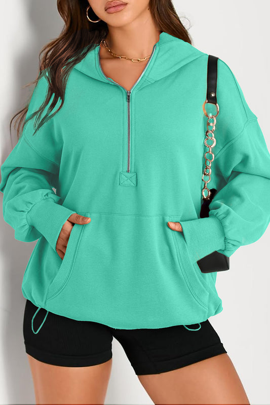 Kangaroo Pocket Half Zipper Oversized Hoodie
