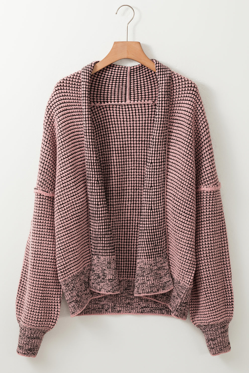 Plaid Contrast Trim Open Front Cardigan