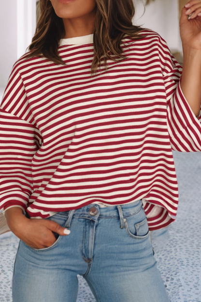 Casual Shift Striped Round Neck