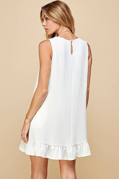 Solid Sleeveless Ruffled Midi Dress